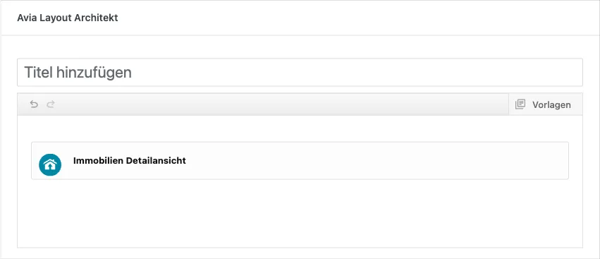Vorlagenseite im Avia Layout Builder mit dem Element Immobilien Detailansicht
