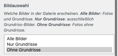 Customizer-Auswahl Bildauswahl mit Alle Bilder, Nur Grundrisse und Ohne Grundrisse
