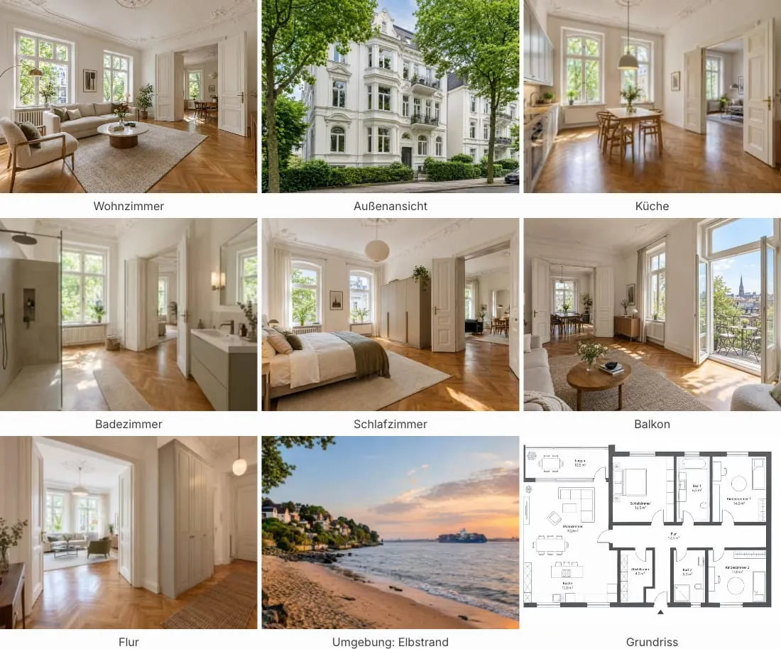 Statische Galerie im Layout Raster mit drei Spalten und Bildtiteln als Bildunterschrift