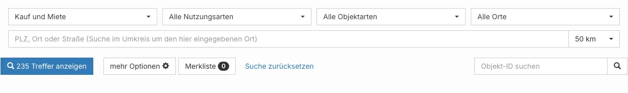 Per Shortcode eingebettete Suchmaske im Frontend